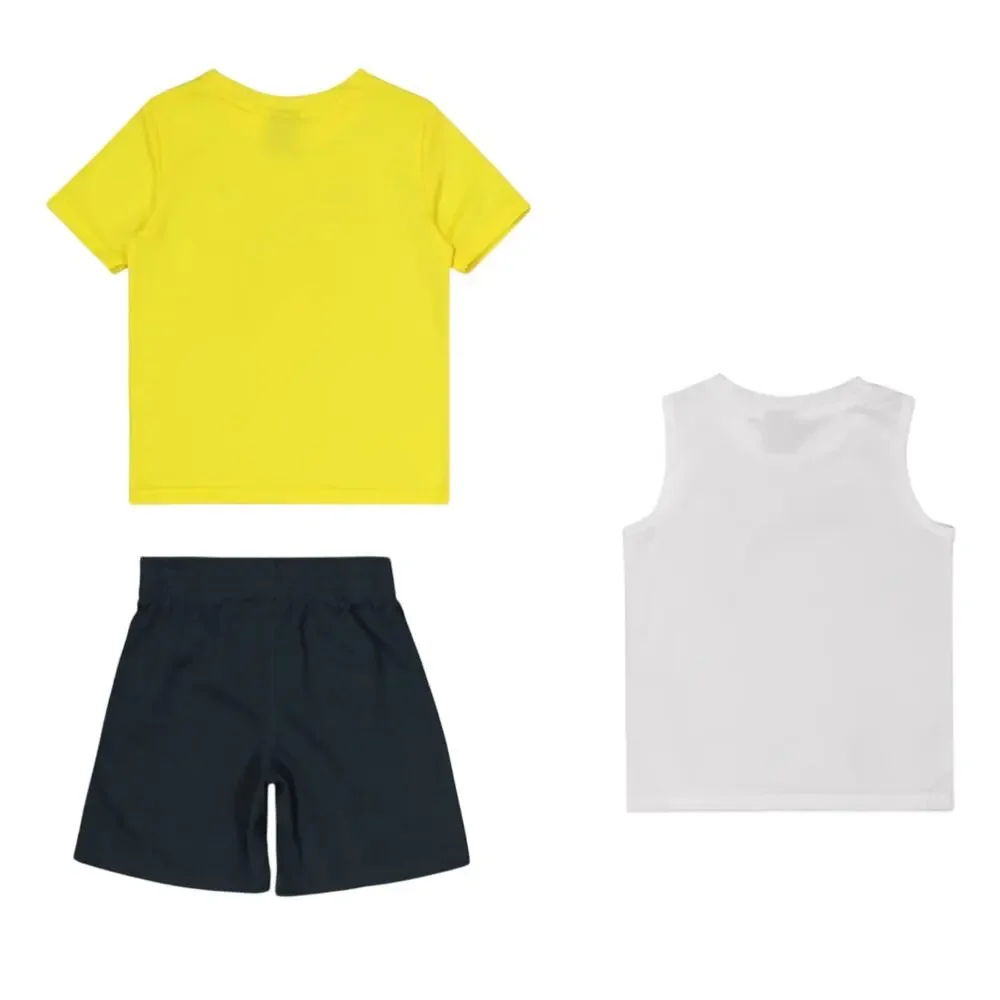 Puma Boy 3 Pieces Sportswear Fit Brand Logo Jersey Set, Yellow/White/Grey 4T